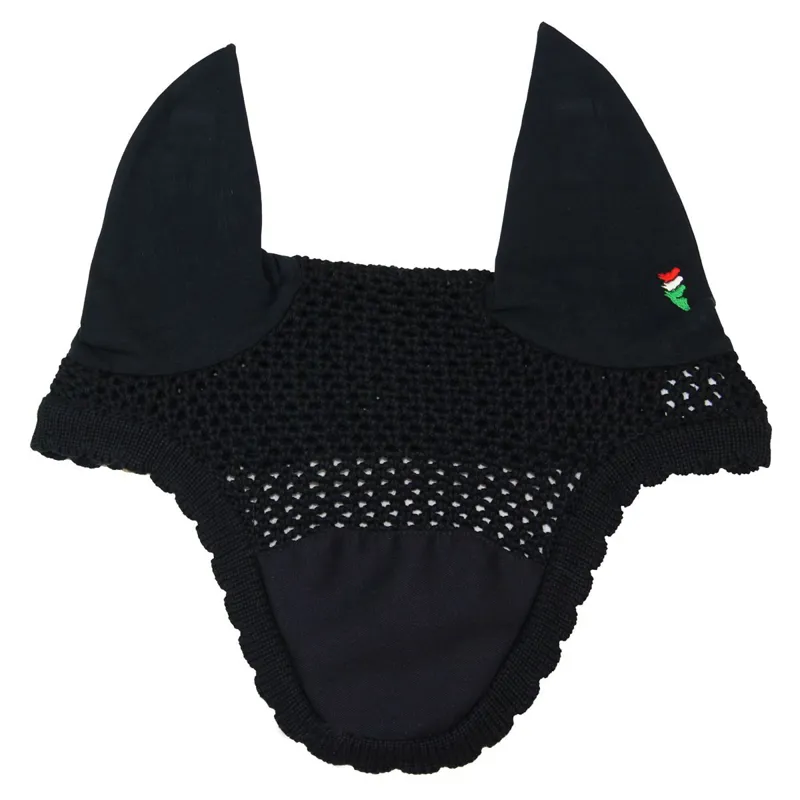Equiline Kim Ear Bonnet with Embroidery Patch - Blue