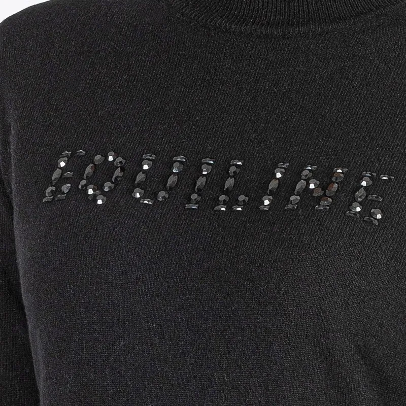 Equiline Gillen Women's Turtleneck Wool Sweater - Black-3