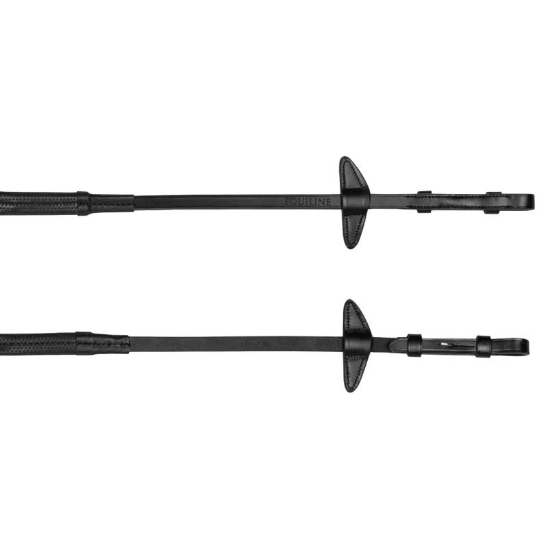 Equiline Pony Reins with Stoppers - Black-1
