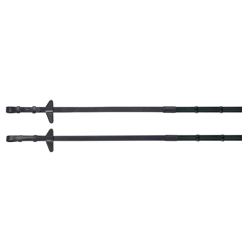 Equiline Continental Reins with Stoppers - Black