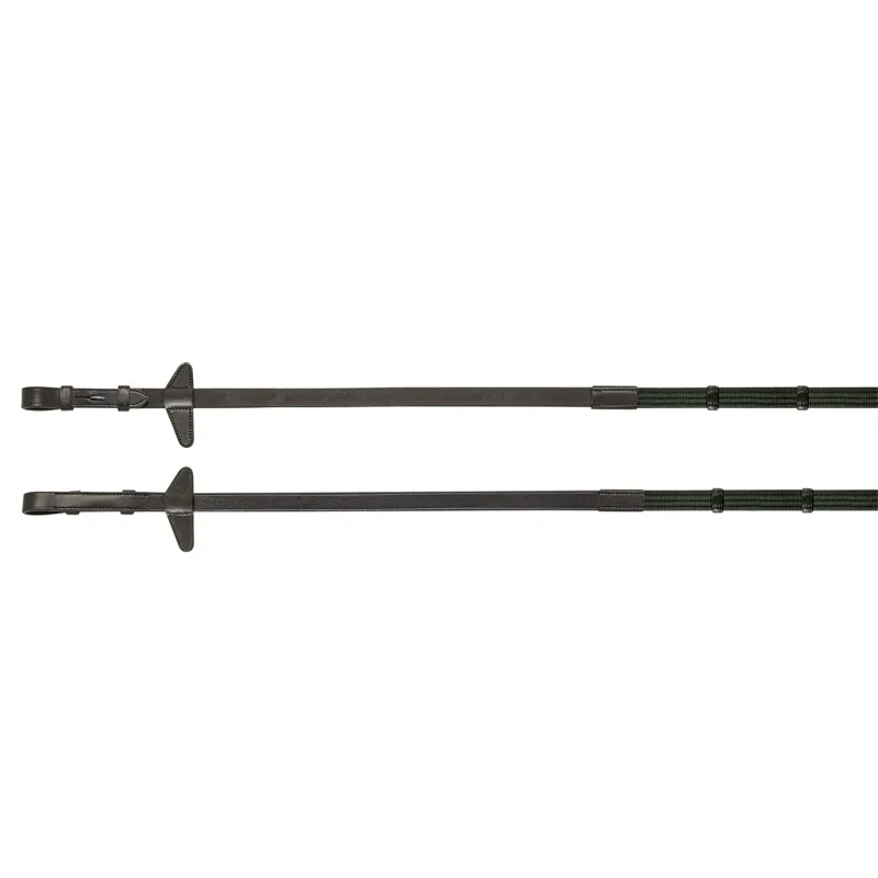 Equiline Continental Reins with Stoppers - Brown-1
