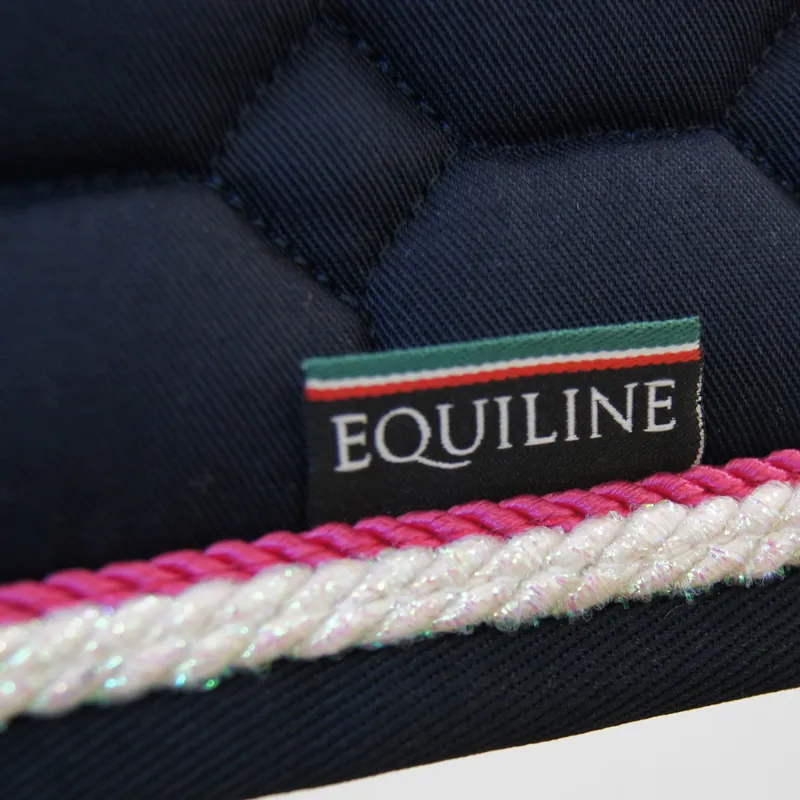 Equiline Octagon Custom Saddle Pad - Blue/White Glitter/Fuchsia-1