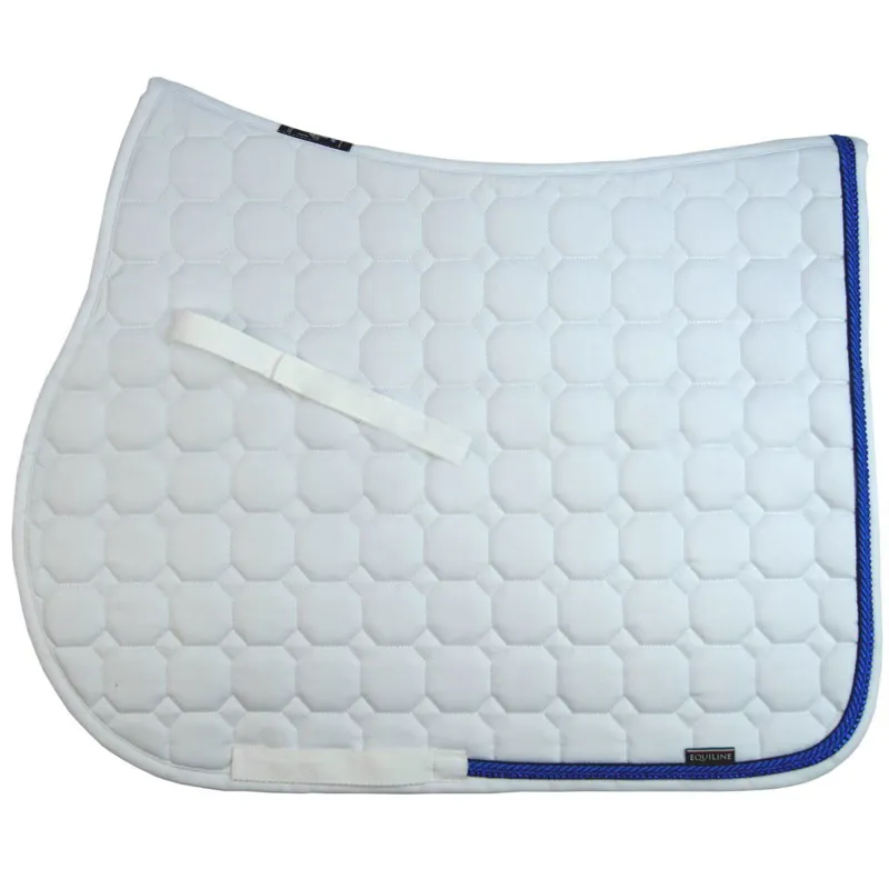 Equiline Octagon Custom Saddle Pad - White/Royal Blue/Blue Diamante