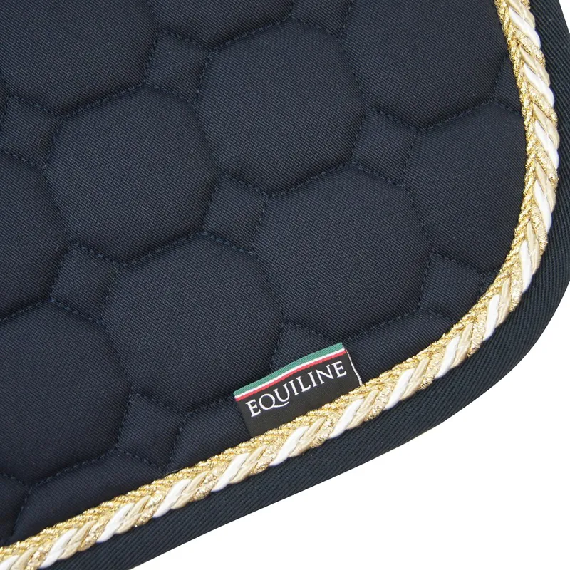 Equiline Octagon Custom Saddle Pad - Blue/Gold Glitter/Beige/White-1