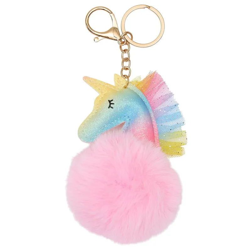 Equipage Unicorn Keyring With Pom-pom - Rainbow