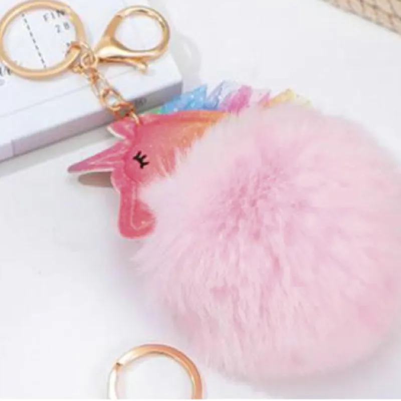 Equipage Unicorn Keyring With Pom-pom - Rainbow-1