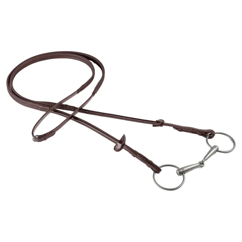 Equipe No Core Rubber Grip Reins Billet - Brown/Silver