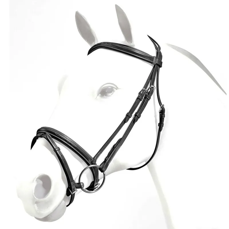 Equipe Emporio Rolled Browband Flash Bridle - Black-1