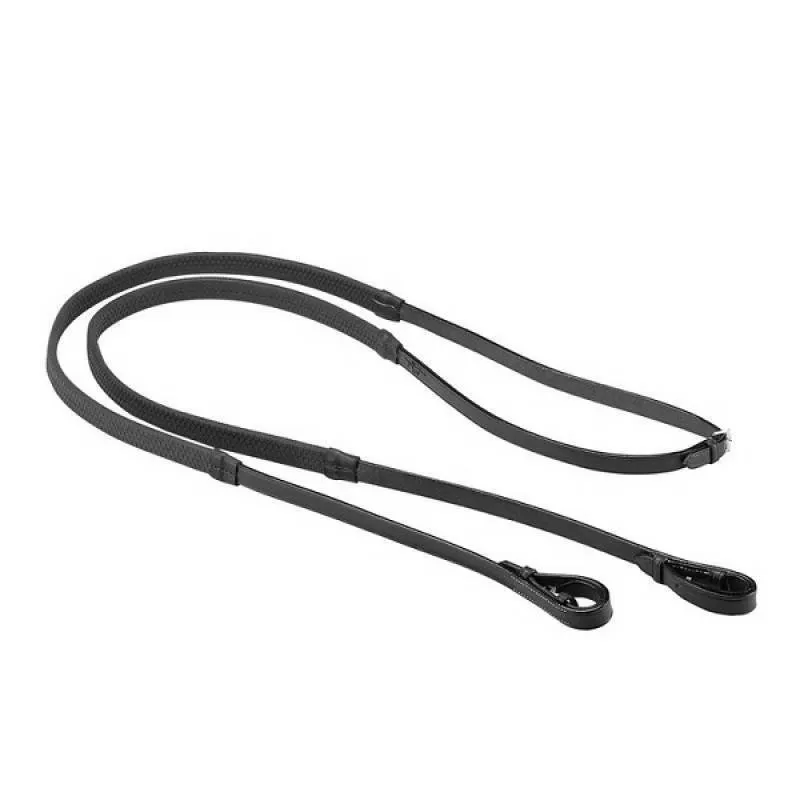 Equipe Emporio Rubber Grip Reins with Buckle Ends - Black/Silver-1