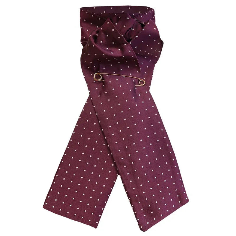 Equetech Ready Tied Stock Tie - Maroon/White Pin Spot