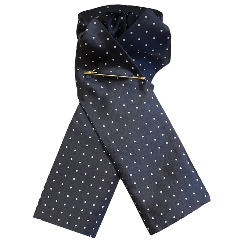Equetech Ready Tied Stock Tie - Navy/White Pin Spot