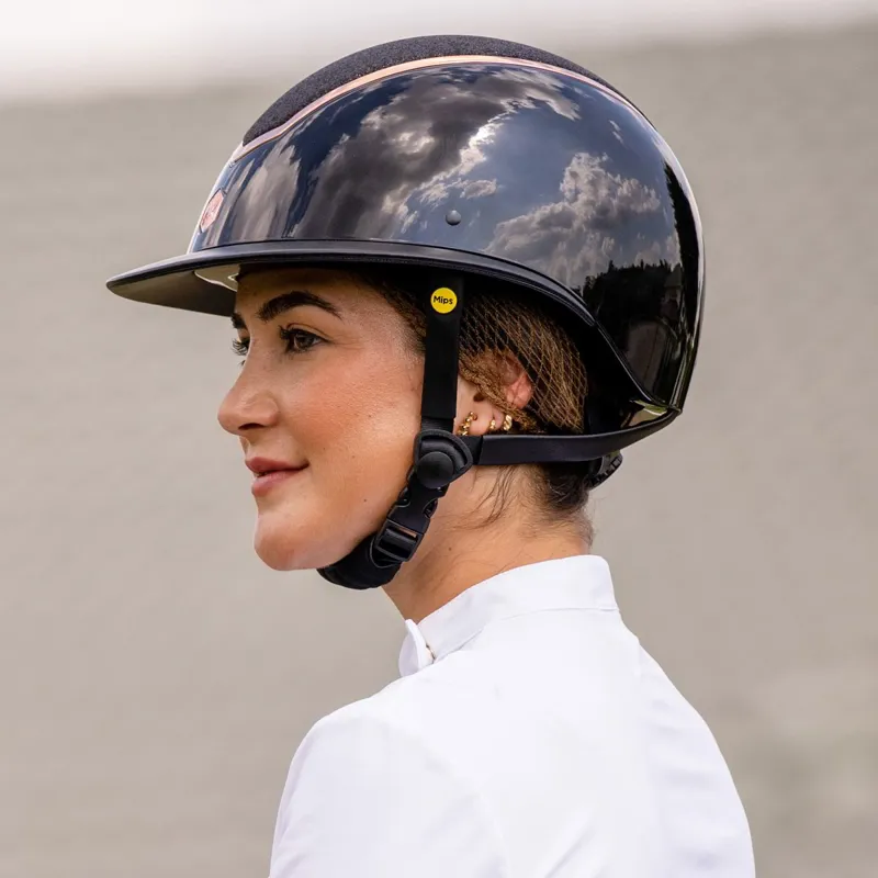 Charles Owen EQx Kylo Sparkly Wide Peak Helmet - Black Gloss/Rose Gold Pre-Order-4
