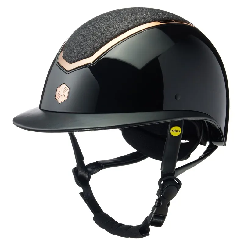 Charles Owen EQx Kylo MIPS Sparkly Wide Peak Helmet - Black Gloss/Rose