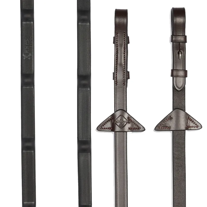 LeMieux Ergo Grip Rubber Reins - Havana/Black/Silver