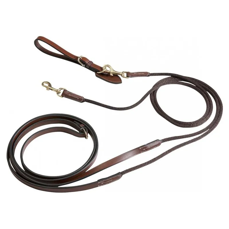 Eric Thomas Pro Leather/Rope Draw Reins - Havana