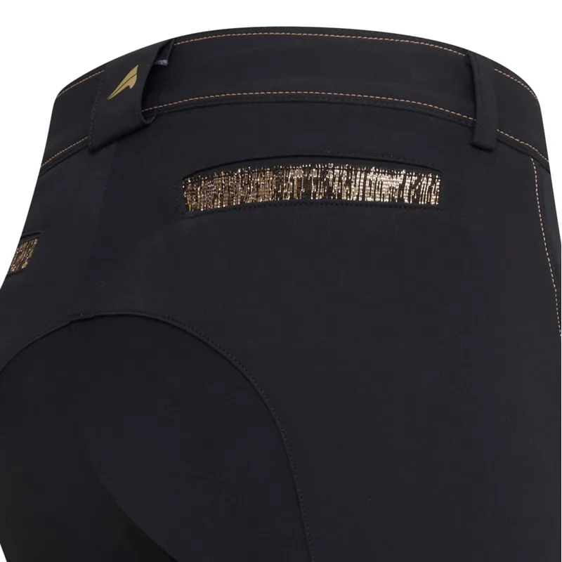 Euro-Star Arista Fashion Full Grip Ladies Breeches - Black/Gold - UK18-2