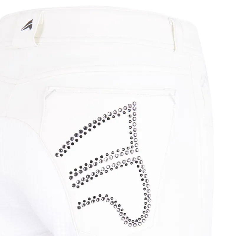 Euro-Star Indigo Diamond Full Grip Competition Breeches - White - UK16-2