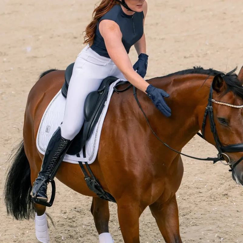 Eskadron Classic Sports Softshell Jewel Dressage Saddle Pad - White-4