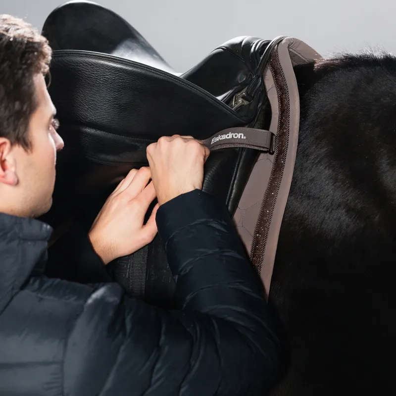 Eskadron Dynamic Silk Jewel Dressage Saddle Pad - Powder Taupe-2