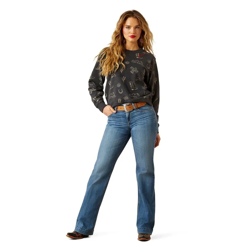 Ariat Essential Crew Womens Sweatshirt - Black Heather-4