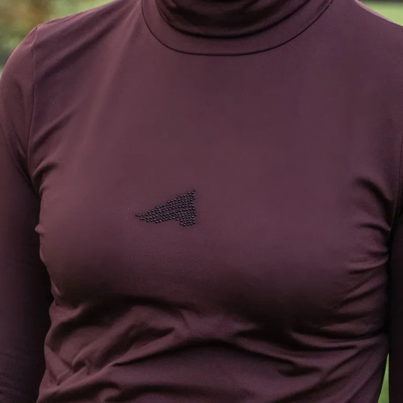 Euro-Star Sofia Ladies Turtleneck Top - Black Rose-5