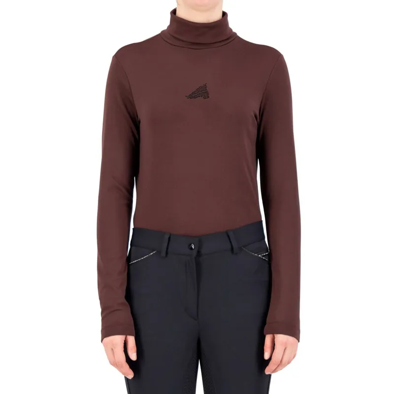 Euro-Star Sofia Ladies Turtleneck Top - Black Rose-4