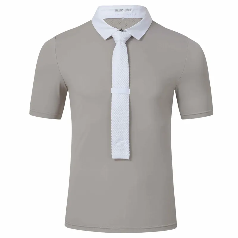 Euro-Star Valerio Men's Show Shirt and Stock Tie - Faded Gray