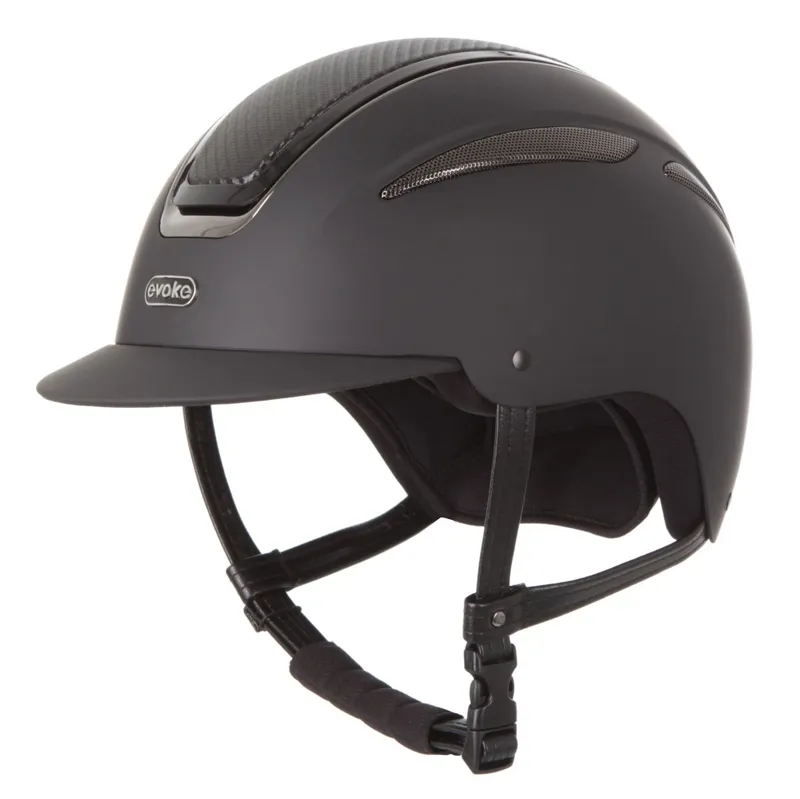Evoke Callisto Classic Peak Riding Helmet - Black Carbon/Gunmetal