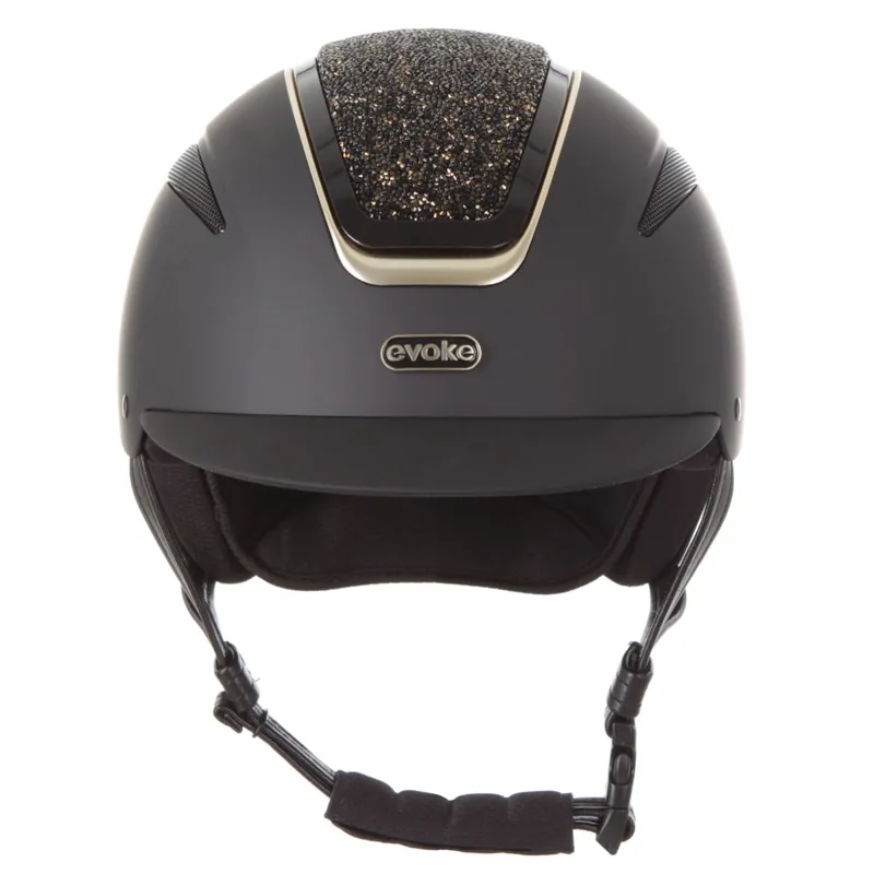 Evoke Callisto Classic Peak Riding Helmet Black/Gold Crystal-1