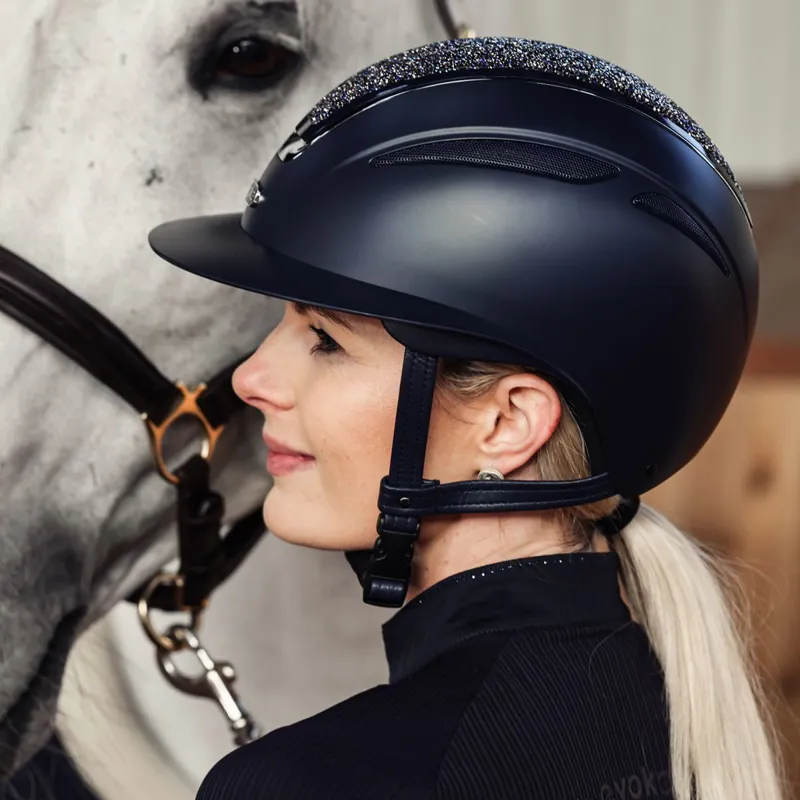Evoke Callisto Wide Peak Riding Helmet - Navy/Navy Crystal-3