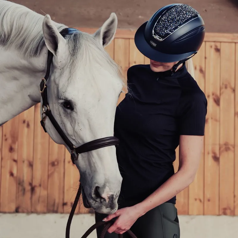 Evoke Callisto Wide Peak Riding Helmet - Navy/Navy Crystal-4
