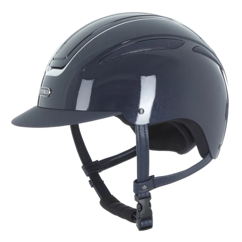 Evoke Callisto Classic Peak Riding Helmet - Navy Metallic/Chrome
