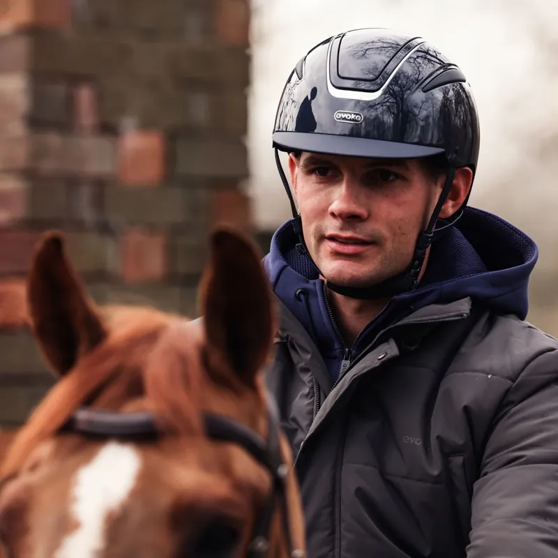 Evoke Callisto Classic Peak Riding Helmet - Navy Metallic/Chrome-3