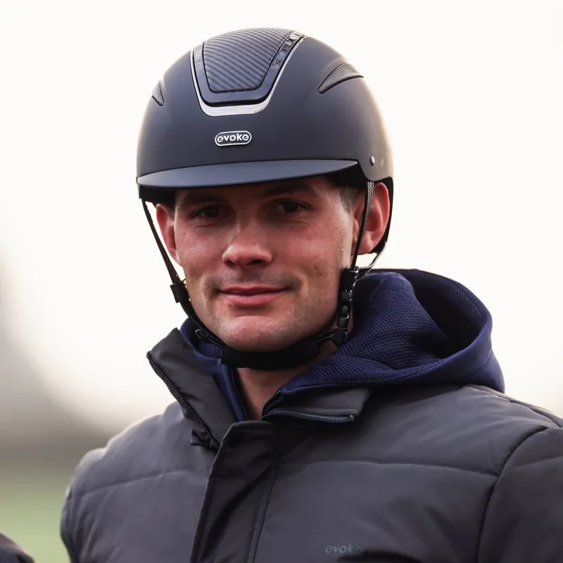 Evoke Callisto Classic Peak Riding Helmet - Black Carbon/Gunmetal-3
