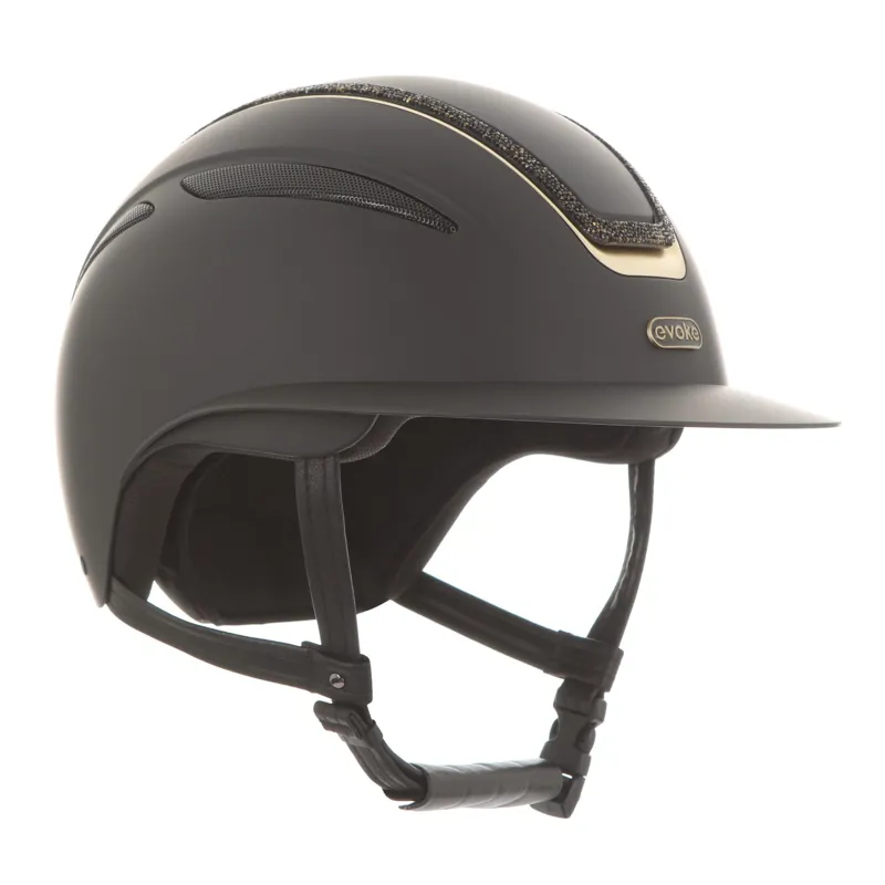 Evoke Callisto Wide Peak Crystal Frame Riding Helmet - Black/Gold-2