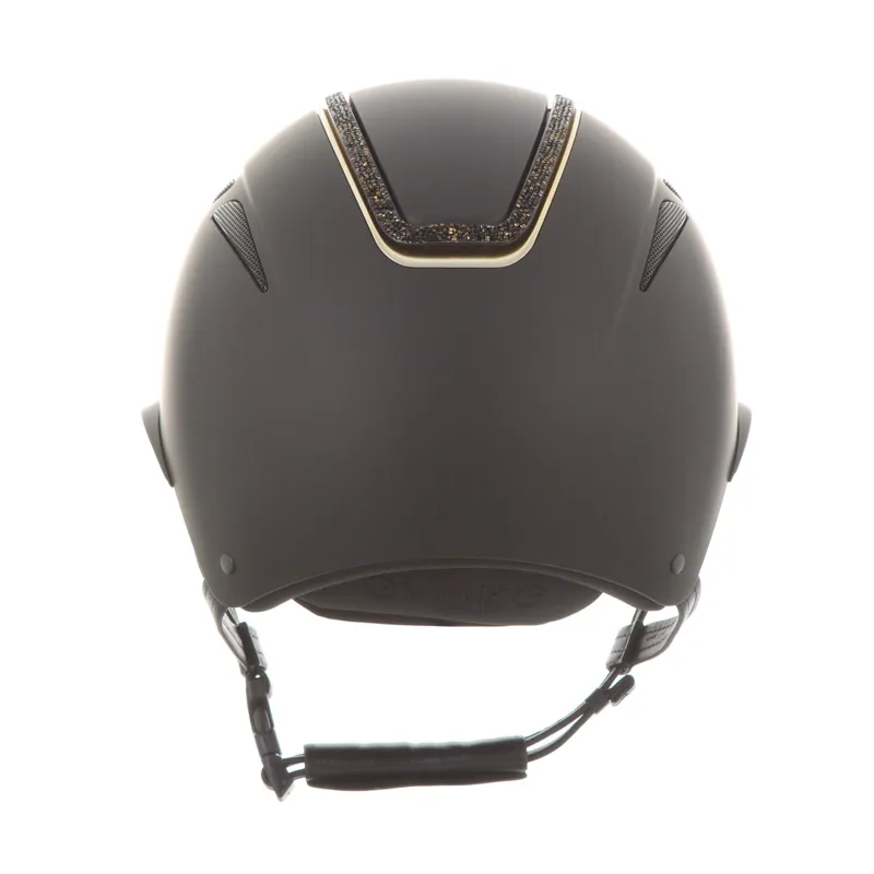 Evoke Callisto Wide Peak Crystal Frame Riding Helmet - Black/Gold-3