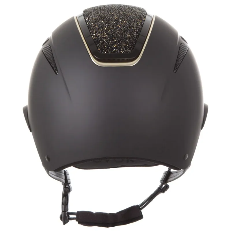 Evoke Callisto Wide Peak Riding Helmet - Black/Gold Crystal-1