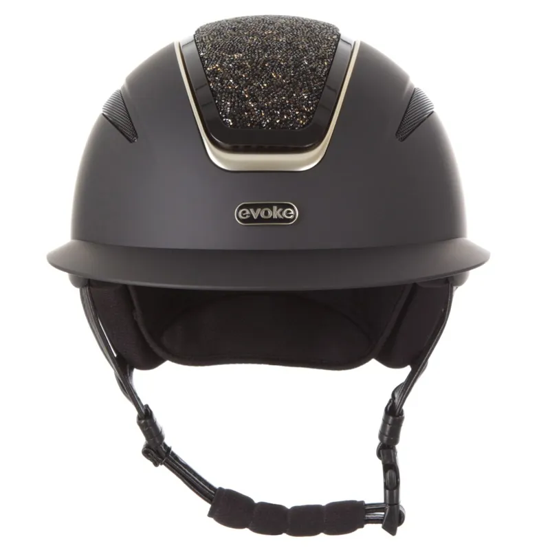 Evoke Callisto Wide Peak Riding Helmet - Black/Gold Crystal-2