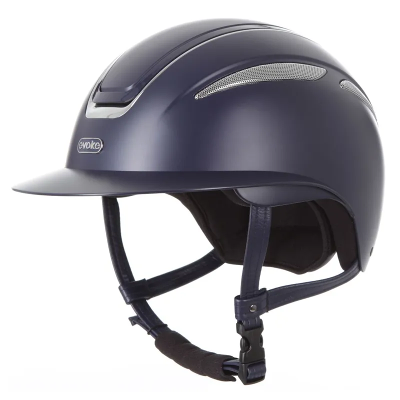 Evoke Callisto Wide Peak Riding Helmet - Navy/Chrome