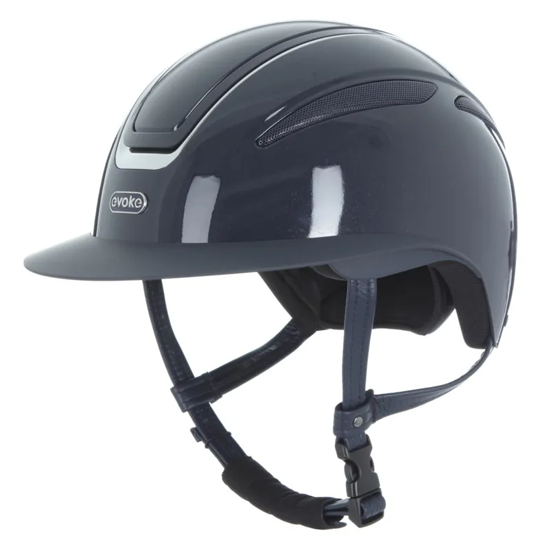 Evoke Callisto Wide Peak Riding Helmet - Navy Metallic/Chrome