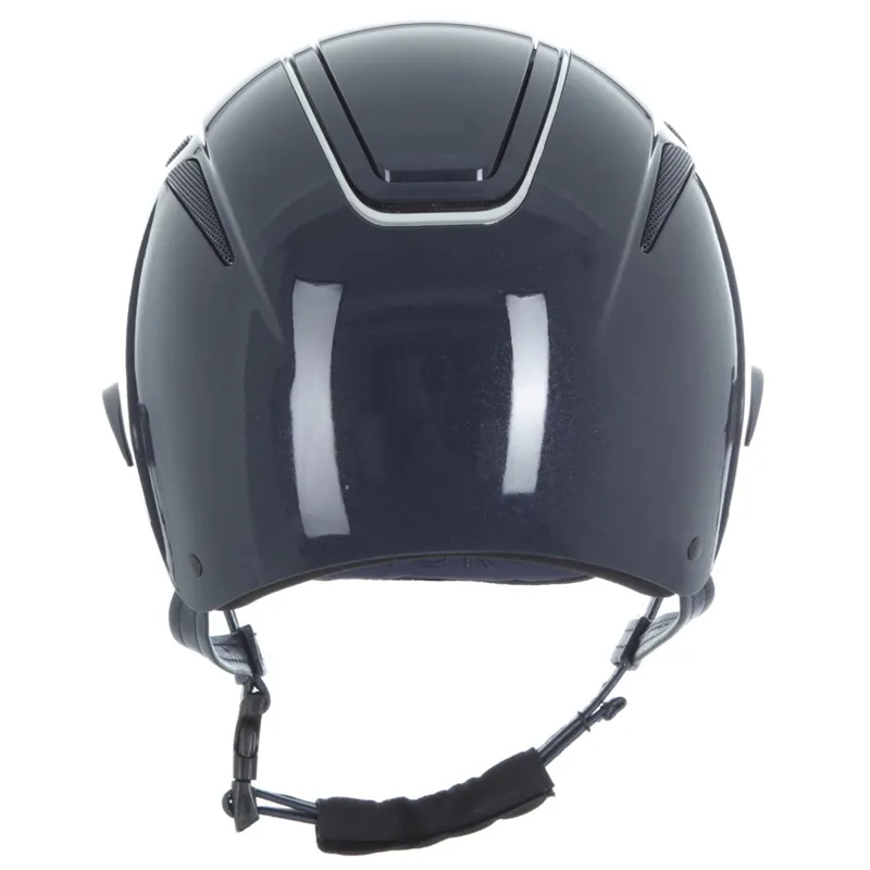 Evoke Callisto Wide Peak Riding Helmet - Navy Metallic/Chrome-1