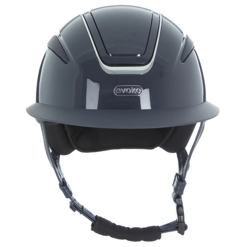 Evoke Callisto Wide Peak Riding Helmet - Navy Metallic/Chrome-2