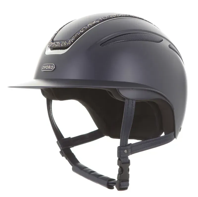 Evoke Callisto Wide Peak Crystal Frame Riding Helmet - Navy/Navy