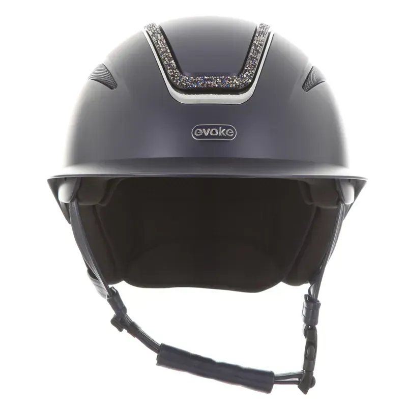 Evoke Callisto Wide Peak Crystal Frame Riding Helmet - Navy/Navy-2
