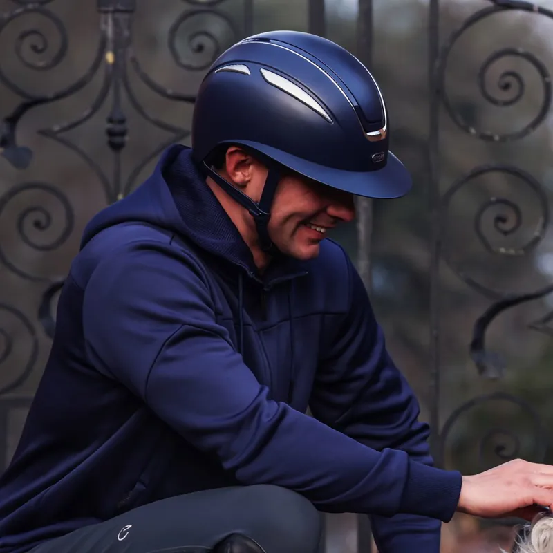 Evoke Callisto Wide Peak Riding Helmet - Navy/Chrome-3