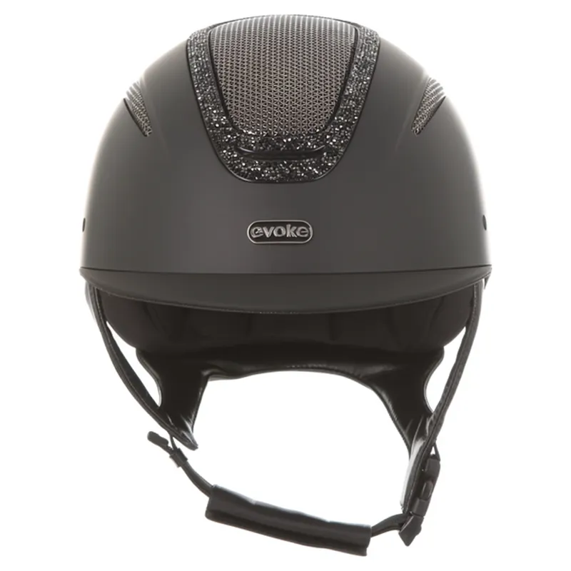 Evoke Elara Classic Peak Crystal Frame Riding Helmet - Black/Black-5