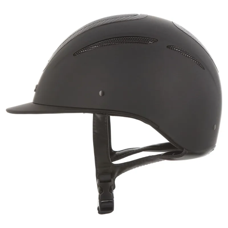Evoke Elara Classic Peak Riding Helmet - Black/Carbon-1