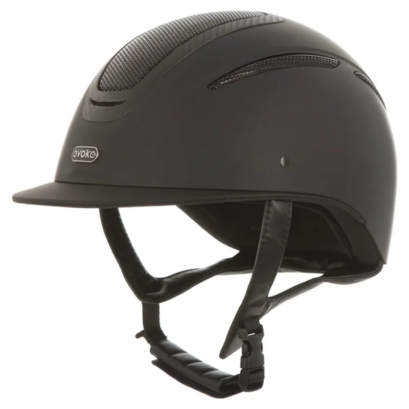 Evoke Elara Classic Peak Riding Helmet - Black/Carbon