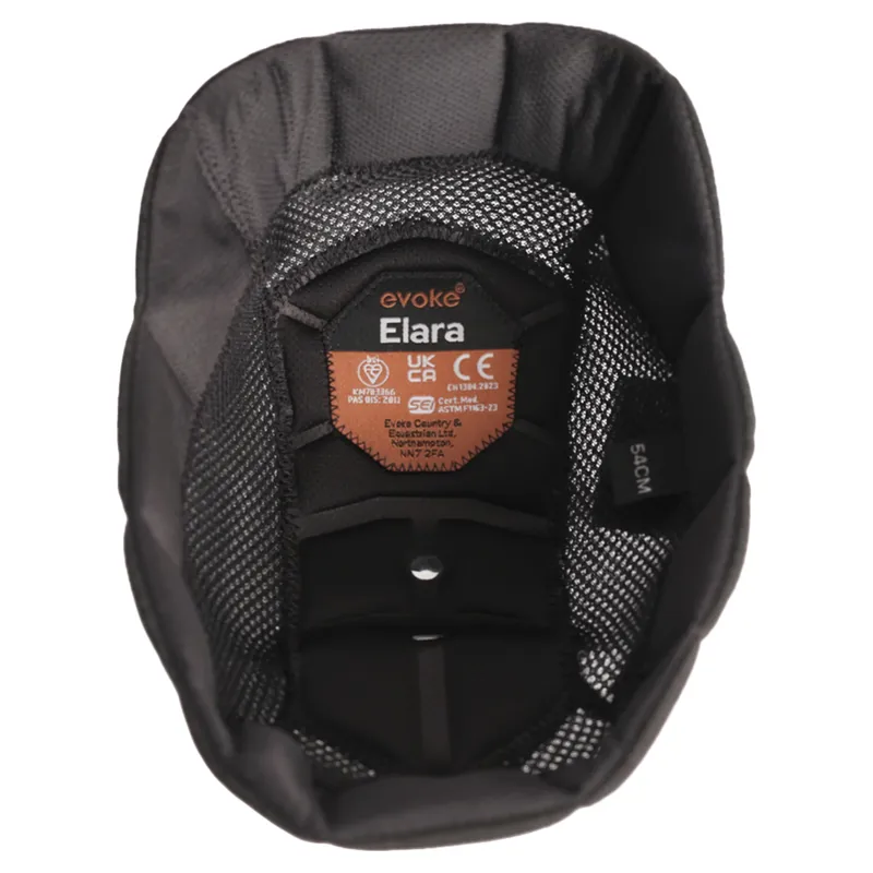 Evoke Elara Removable Padded Riding Helmet Liner - Black