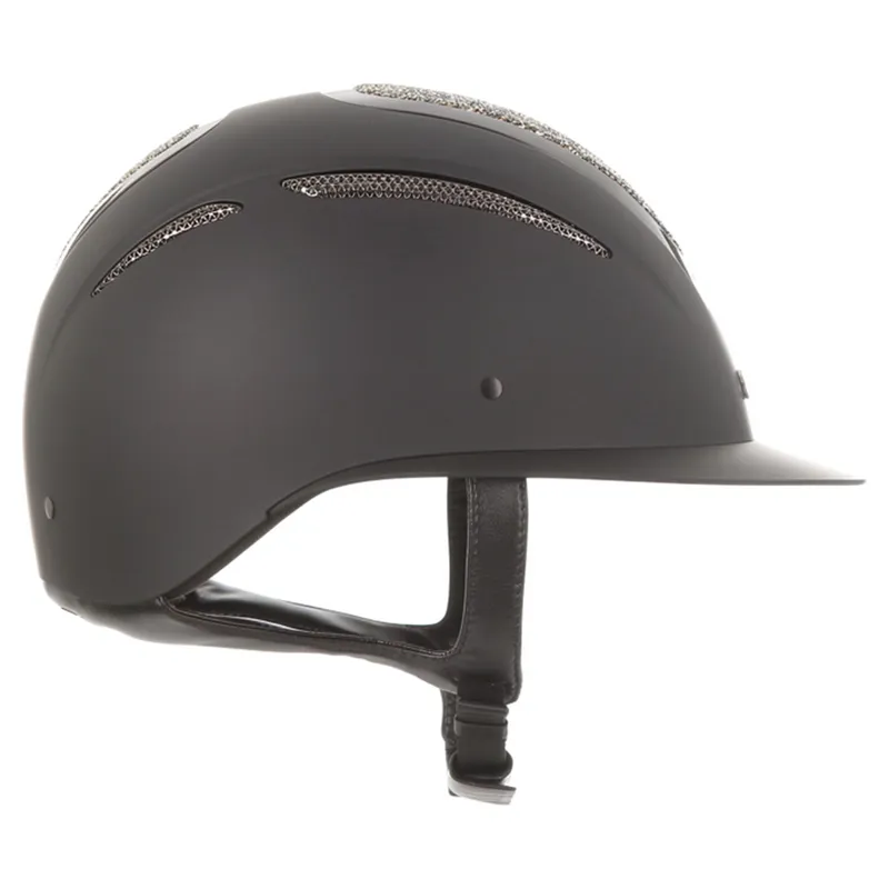Evoke Elara Wide Peak Crystal Top Riding Helmet - Black/Gold-4